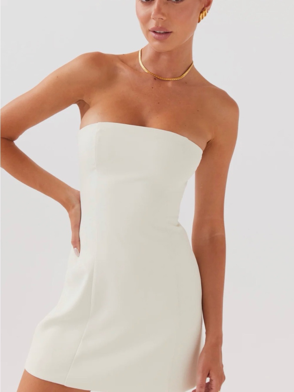 Peppermayo Cream Strapless Mini Dress